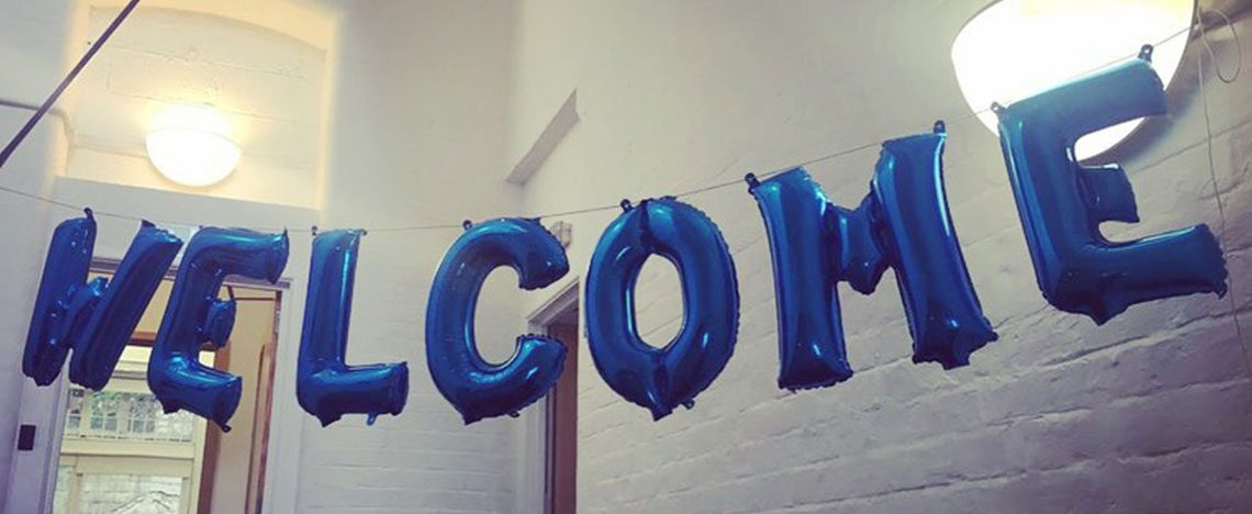 Welcome sign in Mayden's reception area