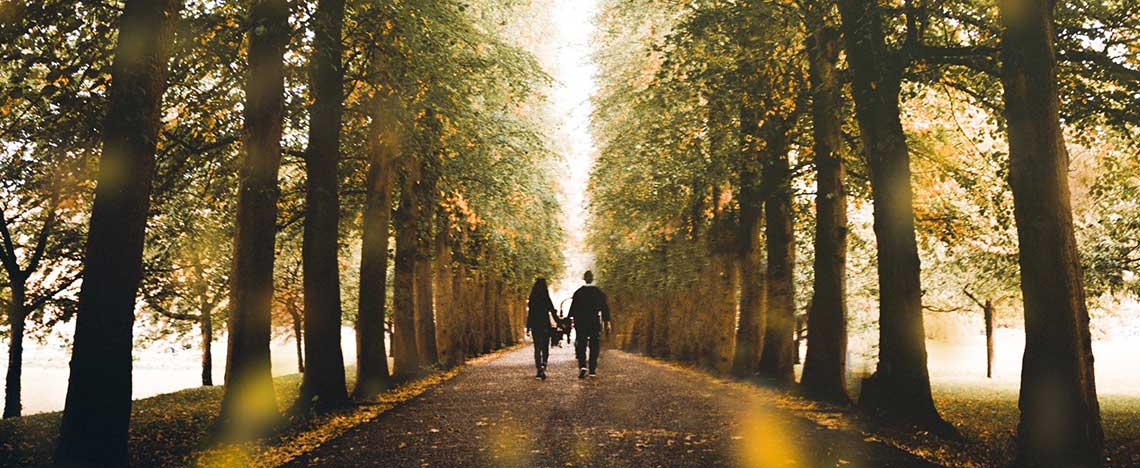 Couple walking in a forest