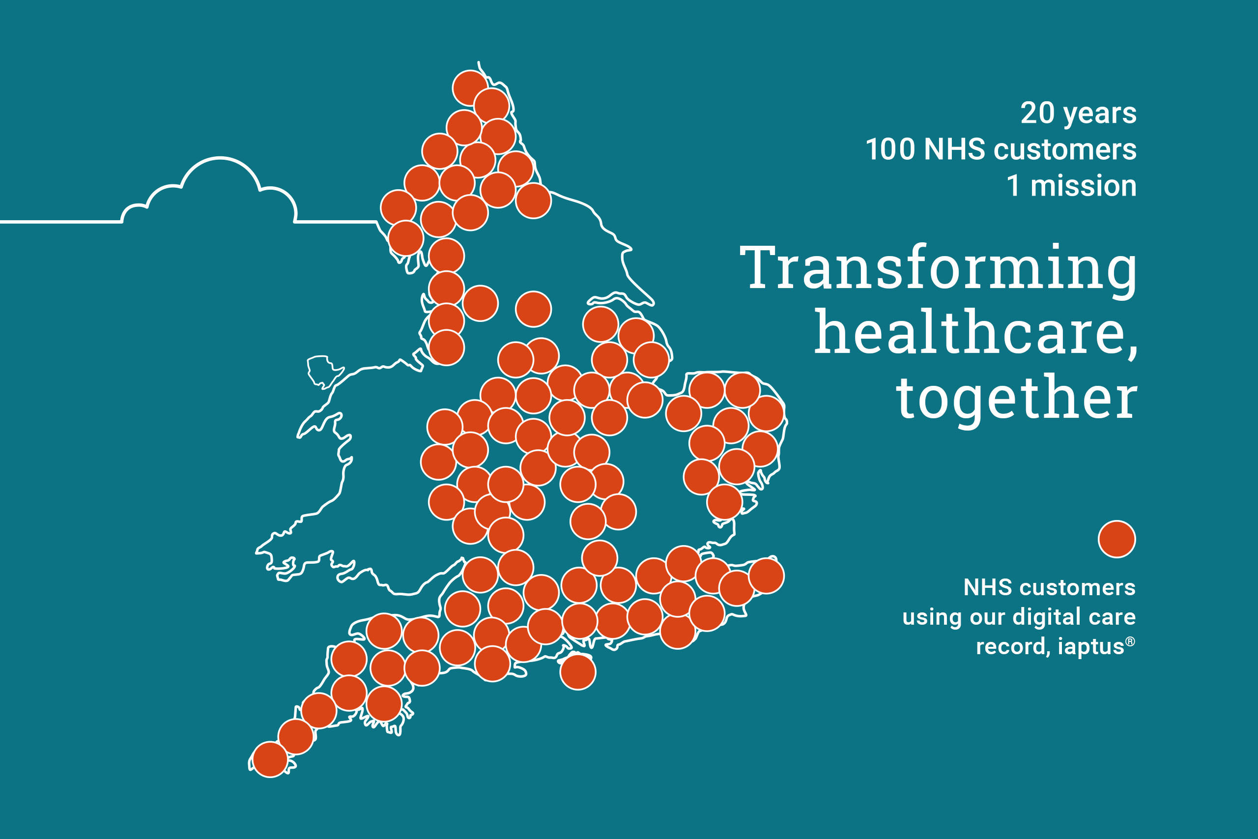 Digital Health Rewired - Map showing the location of Mayden's NHS customers in England
