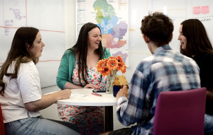 image of CYP sat around a table with a clinician